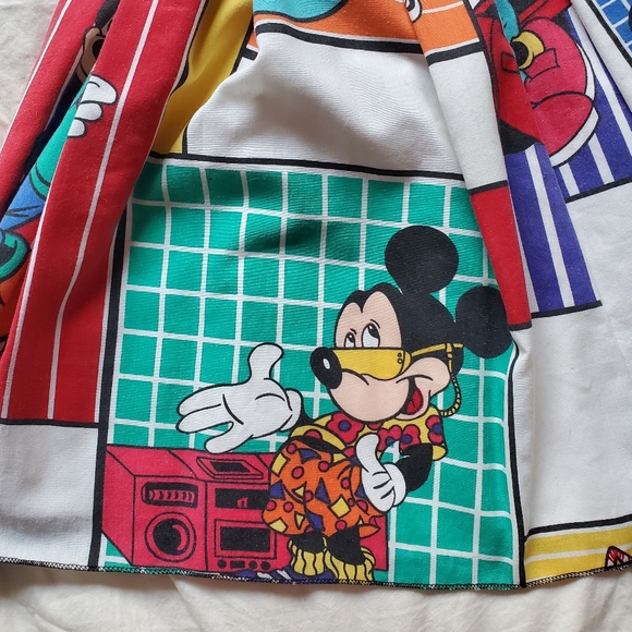 VINTAGE Mickey Mouse Bed Sheet Circle/Skater Skirt - Picture 3 of 7